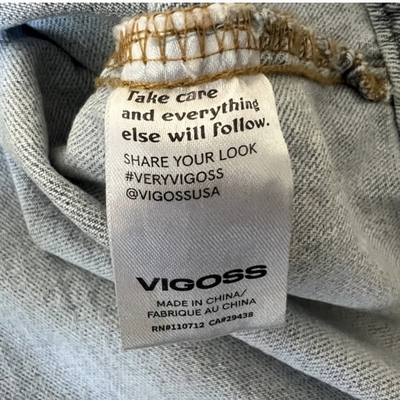 NWT VIGOSS Denim Faux Leather Fringe Jacket Size Large - Picture 6 of 8